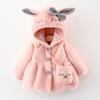 Rabbit Ears Plush Baby Jacket Christmas Sweet Princess Girls Coat Autumn Winter Warm Hooded Outerwear Toddler Girl Clothes