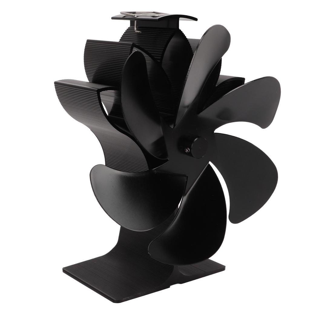 6 Blade Stove Eco Fan Black High Temperature Resistant Self Starting Energy Saving Heat Powered Fan