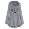 Womens Fleece Cat Embroidery Plus Size Warm Hoodie Top Button Sweater Blouse