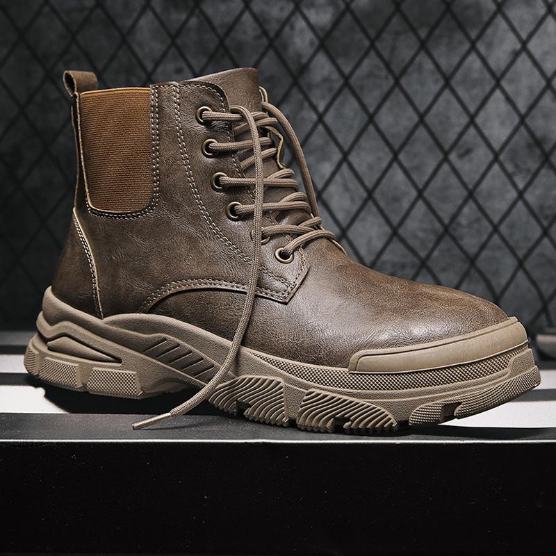 New Tooling Shoes Men Casual Leather Booties Autumn Quality High Top 8s Boots Male Platform Ankle Boots Zapatos De Hombre