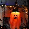 2 Packs Halloween Ghost Lights Outdoor Spooky Hanging Witch Hat Ghost Battery Operated Halloween Lamp for Yard Porch