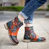 Genuine Leather Patchwork High Heels Retro Embossed Hand-painted Pumps Versatile Women's Shoes