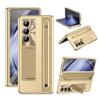 Pen Slot With Glass Film Case For Samsung Galaxy Z Fold 7 6 5 4 Anti-fall Hinge Leather Fold6 Fold7 Protection With S Pen Cover