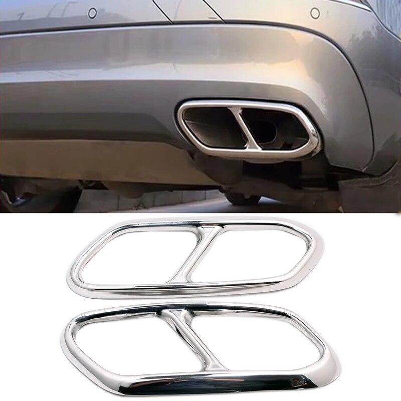 For VOLVO XC60 2018   Car Rear Exhaust Tail Pipe Cover Trim Muffler Stainless Steel Accessories 2pcs