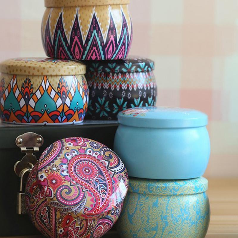 Retro Floral Tin Can Tea Storage Box Candy Gift Case