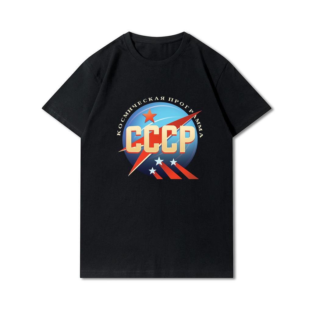 Plus Size Summer Men T Shirts Cccp Printed Casual Oversize Short Sleeves Tops 100% Cotton Outdoor Tees