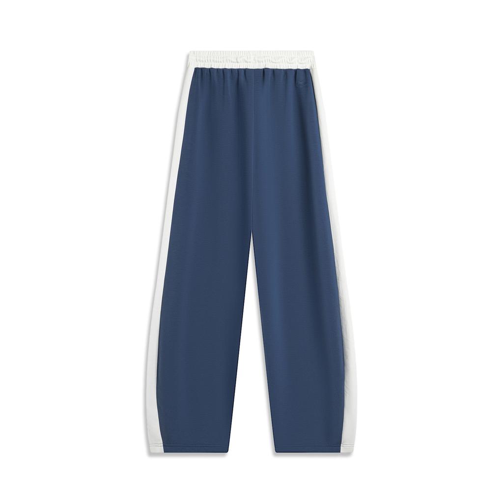 Li-Ning Sports Lifestyle Series Letter Casual Straight Leg Breathable Comfortable Knitted Sports Pants Women Bottoms Deep-Navy AKLU568-2