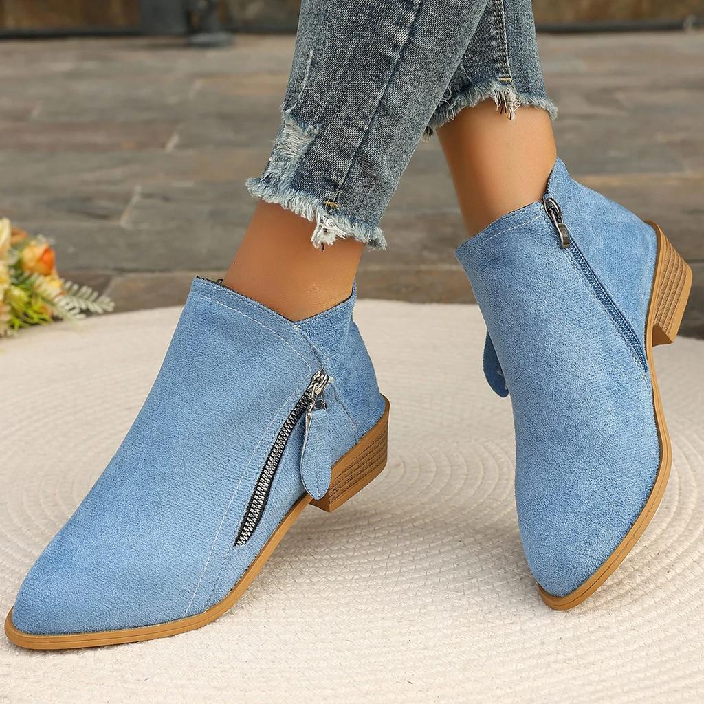 Fashion Women Boots 2024 New Comfortable Suede Fashion Platform Shoes for Women Side Zipper Heeled Ankle Boots Women Zapatos De Mujer