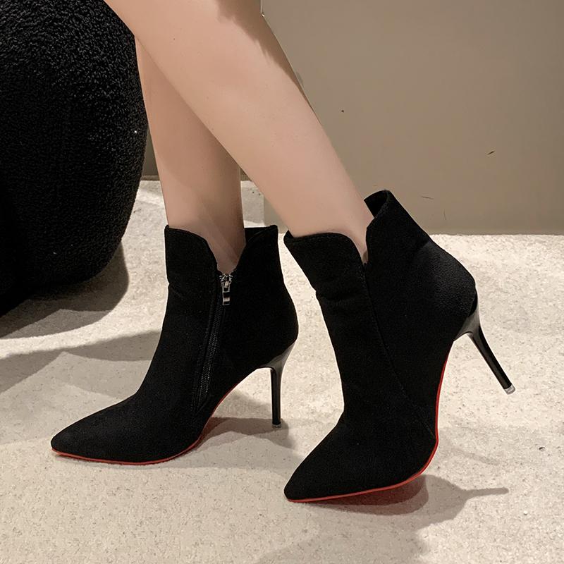 New Short Boots for Women, Autumn Pointed Shoes, Women's Boots, Thin Heels, Sexy High Heels, Winter Bare Boots