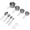 8Pcs Stainless Steel Measuring Cups and Spoons with Handles Stackable Kitchen Cooking Baking Measuring Cup Tools
