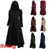 ENG Winter Womens Fashion Hooded Plus Size Vintage Cloak High Low Sweater Blouse Long Tops