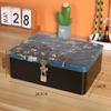 Tinplate Box with Lock Key Desktop Storage Box Cosmetics ID Storage Household Jewelry Empty Box