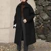 Women's Woollen Coats Ladies Solid Casual Loose Black Beige Wool Coat Female Autumn Winter Cashmere Long Buttons Coats