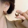 Maillard 2025 Trendy Coffee-Colored Round Earrings: High-End, Retro, Niche Ear Clips for Women