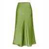 Elegant Temperament, High-quality Acetate Satin Elastic High-waist Split Mid-length Skirt