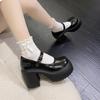 Platform Pumps for Women British Style Super High Heels Buckle Strap Mary Jane Shoes Fashion Thick Heeled Lolita Ladies Shoes