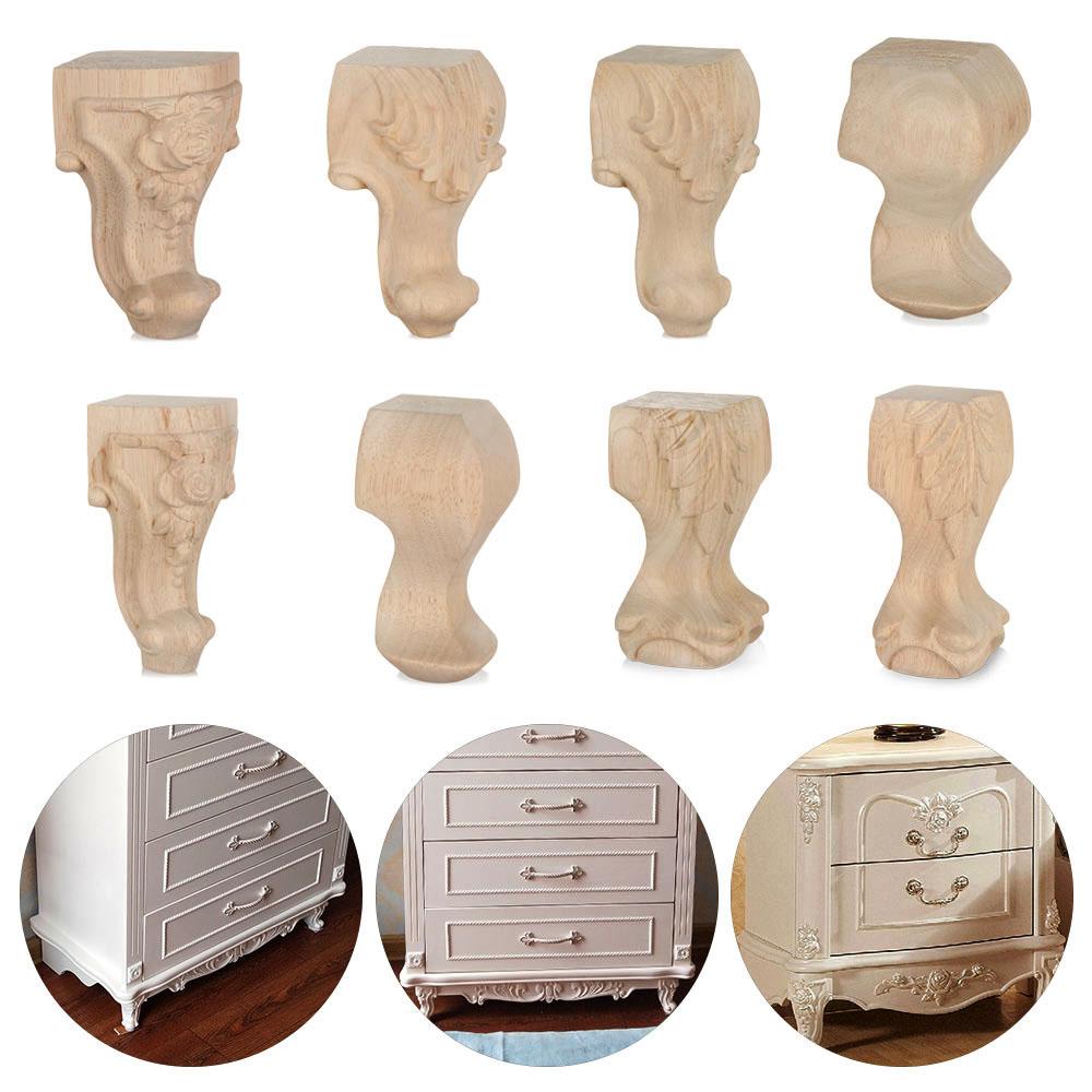 European Style Accessories Furniture Foot Legs Vintage Wood Carved Cabinet Seat Feets Home Decor