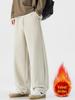 Fleece-Lined Retro Japanese Knit Sweatpants - Loose, Thick, Wide-Leg, Men's Casual Pants for Autumn/Winter