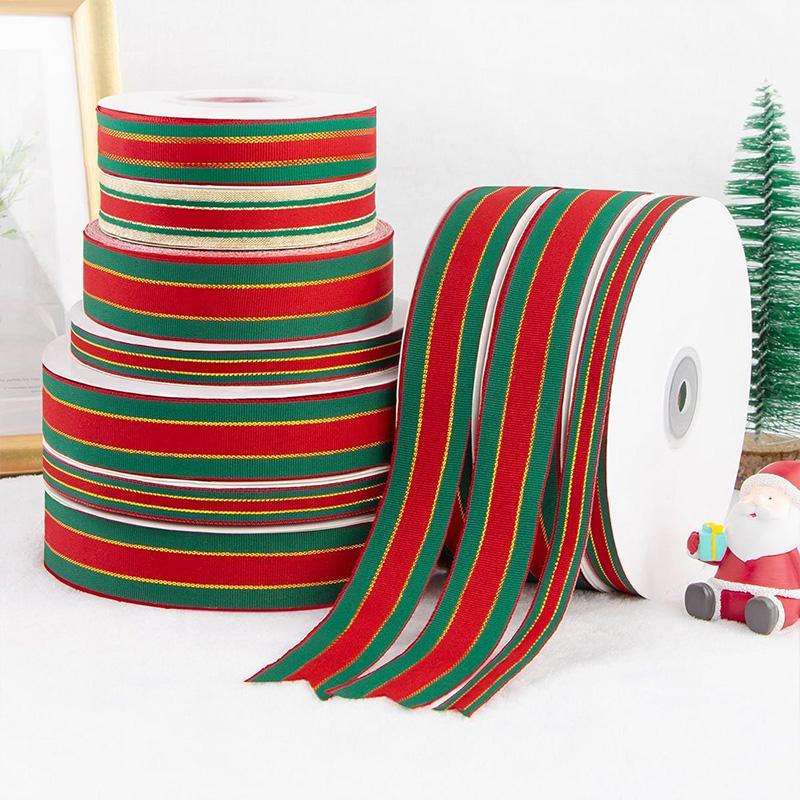 25Yards/Roll Red Green Ribbons DIY Crafts Gift Packaging Floral Decor Christmas 2.5cm Gift Box Decorative for Cake Box Bows