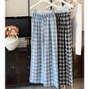 Loose Retro Plaid Pants Lace Casual Pants Women's Spring and Summer Loose Wide-leg Trousers Mopping the Floor and Walking Bay Pants