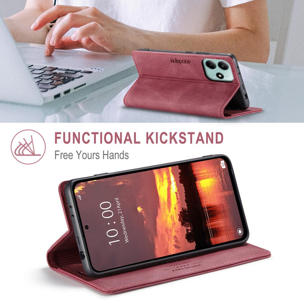 Premium Vintage Leather Wallet Case for Redmi Note 9-14 Series & POCO M2/M5S/X5/X7 - Flip Cover, Card Slots, Shockproof Retro (4 Colors)