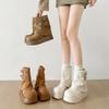 Женские ботильоны на платформе с толстой подошвой и ремешком с пряжкой, современная короткая обувь, новинка 2025