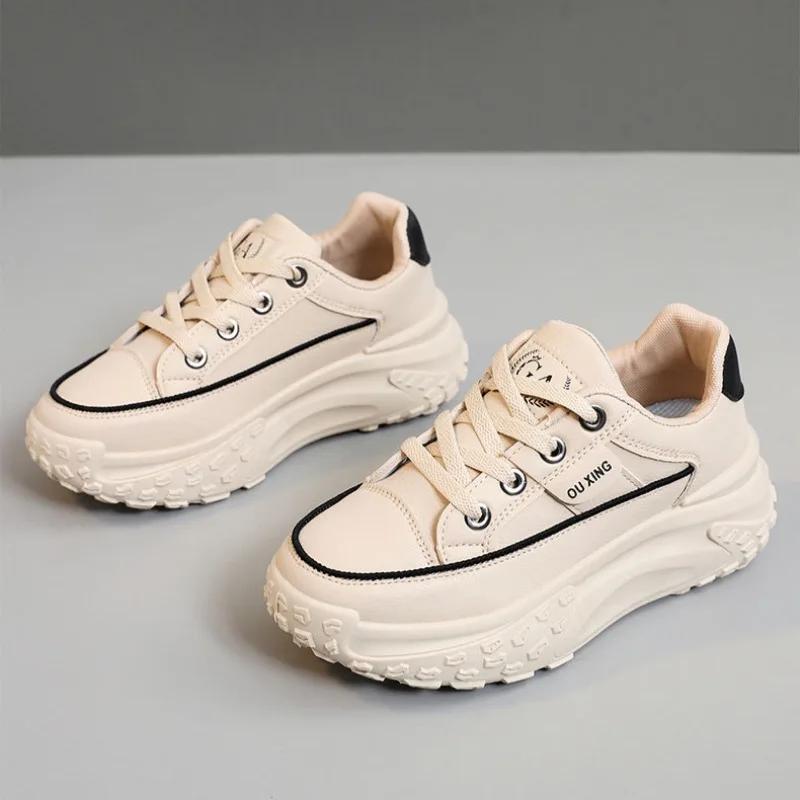 Fashion 2024 Women‘s Sneakers Fashion Leather Casual Shoes Designer Platform Heightening Shoes for Women Vulcanized Shoes Zapatos Mujer