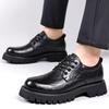 Мужская кожаная обувь Весна Британская платформа Повседневная обувь Дерби Мужская нарядная свадебная обувь Черные низкие ботинки Мартин 5088