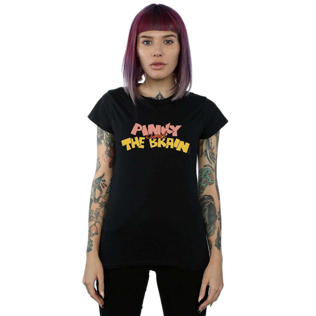 Animaniacs Womens/Ladies Pinky And The Brain Logo Cotton T-Shirt