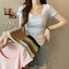 Women T-Shirt Korean Style Woman Clothes Slim Tshirt Female Skinny Short Sleeve Tops