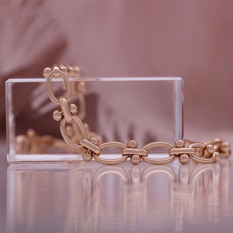 Fashion O Style Chain Bracelet Necklace Rose Gold Color Preservation Electroplated Copper Chain Bracelet Necklace Chain Friends Gifts