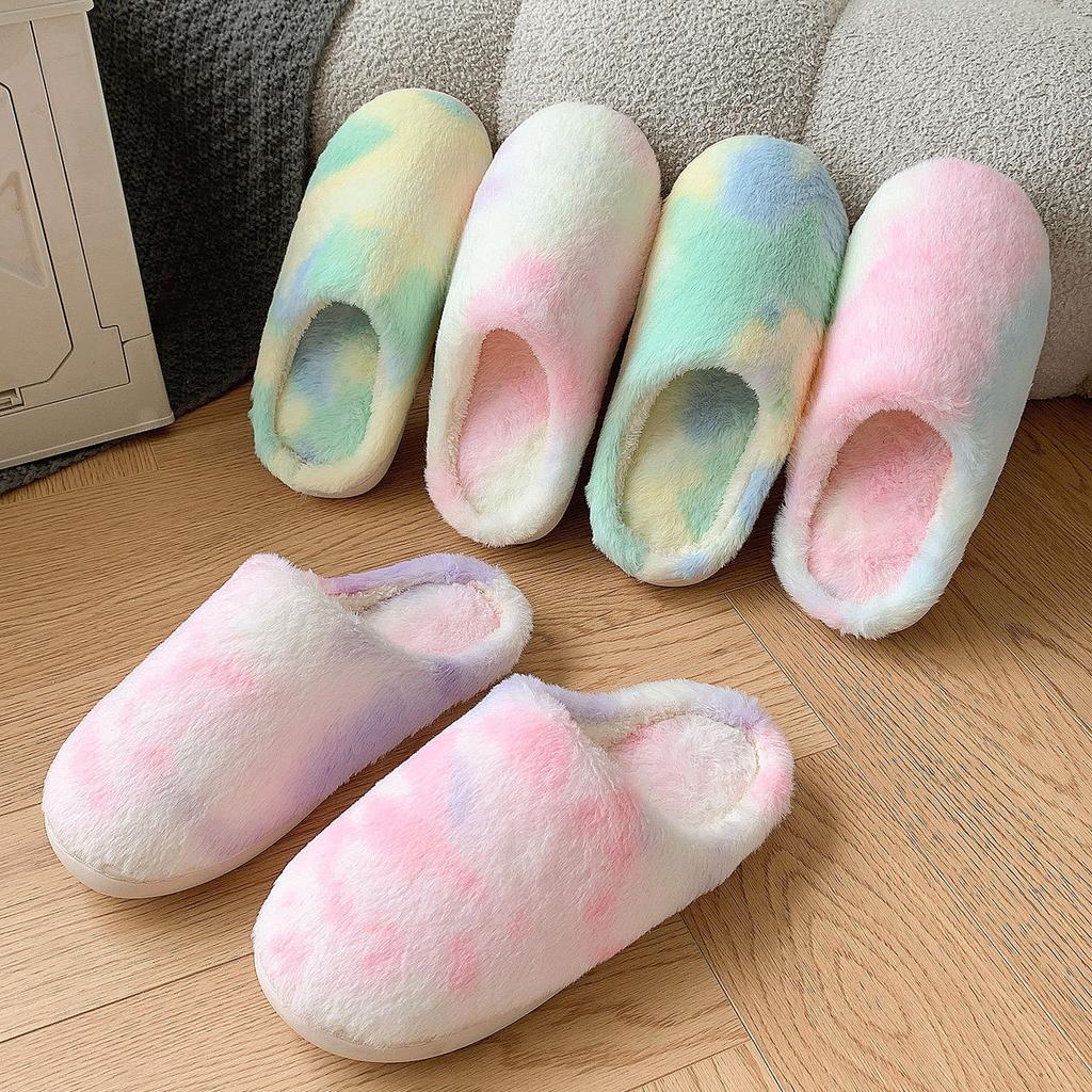 Fashion Shoes for Women Cute Home Platform Slippers Men Couples Winter Plush Slides Indoor Lovely Cotton Shoes Flat Fluffy Slippers