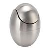 Desktop Trash Can Stainless Steel Egg Shape Mini Countertop Waste Bin with Swing Lid for Bathroom