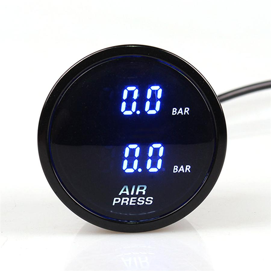 52Mm Dual Air Pressure Gauge Blue Led Suspension Air Ride Gauge+ 1/8Npt Sensors