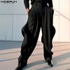 Men Zipper Up Ruffled Harem Pants Casual Long Trousers