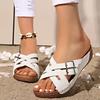 Fashion Fashion Double Buckle Platform Sandals Women Comfort Cross Strap Wedge Heel Sandals Woman Plus Size Non Slip Beach Slippers 43