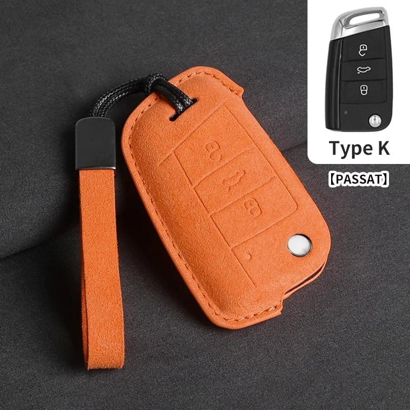 Suede Car Flip Key Case Cover for VW Volkswagen Golf 7 MK7 Tiguan MK2 T-roc T-cross Skoda Octavia Kodiaq Karoq Seat Ateca Leon