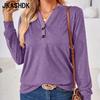 Женские модные повседневные весенне-осенние однотонные блузки и рубашки с v-образным вырезом и длинным рукавом с принтом