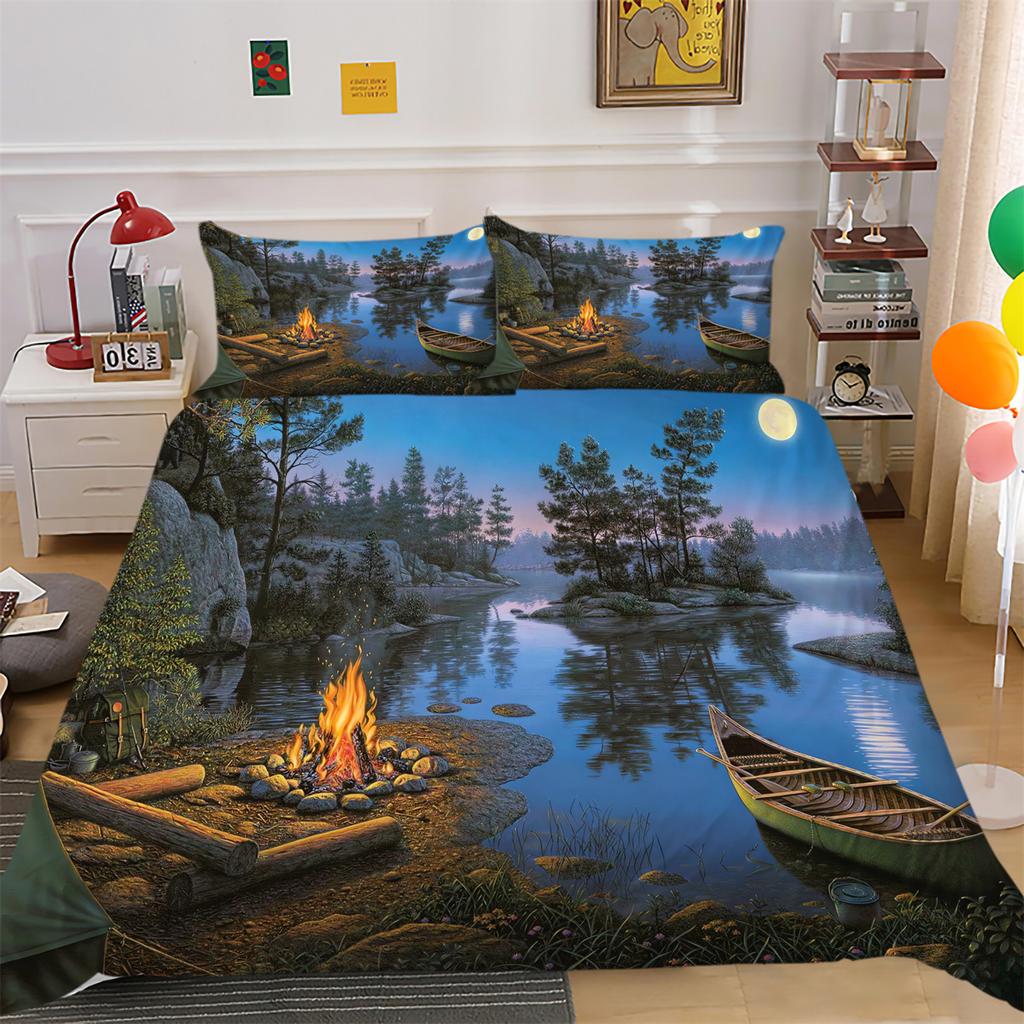 Duvet Cover Set Quilt Cover Set Courtyard Giant Trees Bedroom Decor Bedding Suit