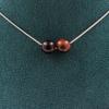Stones and Minerals. Necklace 2 Red Tiger Eye Beads 8 Mm. Stainless Steel Chain Necklace Women Men. Custom Size