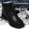 Men's Genuine Cowhide Lace-up Snow Boots with Wool Lining—Warm Winter Short Boots