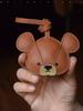 Handmade Genuine Leather Bear Keychain, Bag charmCar Mirror Hanging Ornament for Home/Office Decor Cute Gift for Stress Relief