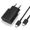 25W Fast Charger - Phonillico - USB-C - Compatible Samsung Galaxy S23/S22/S21/S20/NOTE 20 - 1M Cable - Black