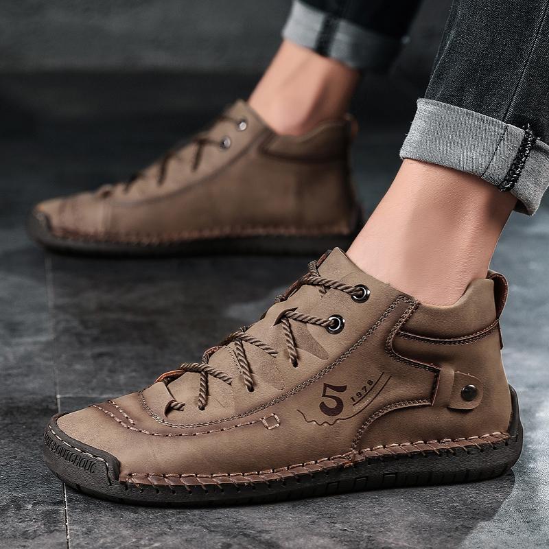Fashion New Large Size Men's Fashion Casual Shoes Hand Sewn Thick Soles Comfortable Anti-slip Wear Men Casual Shoes