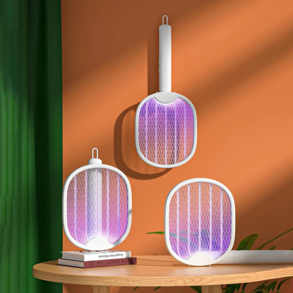 Electric Fly Swatter Racket, 2 In 1 Electric Bugss Zapper Indoor, USB Rechargeable Mosquito Zapper, Fly Swatter For Indoors