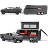 1/32 Tesla Toy Diecast Metal Pickup Trailer RV Model Kit,Toy Truck and Trailer with Sound and Light Pull Back,Truck and Trailer Toys for Boys Ages 4-7