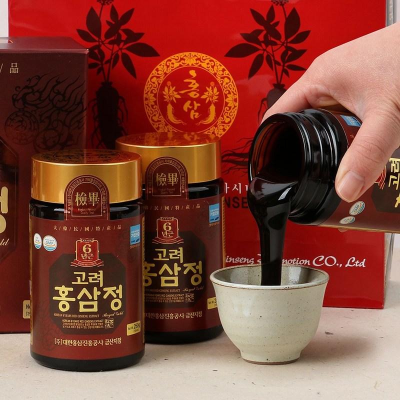 Korea Red Ginseng Promotion Corporation 6-year-old Korean Red Ginseng Extract Royal Gold 250g 2 Bottles, 250g, 2 Units