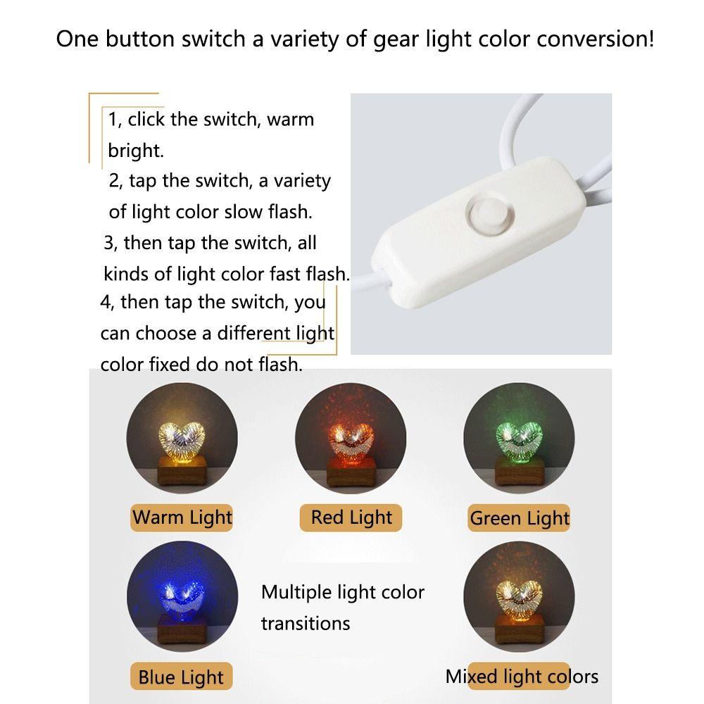 Colorful 3D Fireworks Night Light Romantic Atmosphere Heart Shaped Atmosphere Lights Living Room