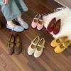 2025 Spring New Evening Breeze Gentle Single Shoes Retro Shallow Mouth Beanie Ladyshoes French Flat Mary Jane Women's Shoes