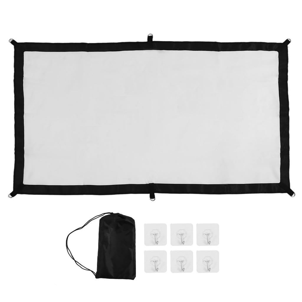 16:9 Projector Screen with Hooks HD Foldable Wrinkle Free Indoor Outdoor Movie Projection Screen